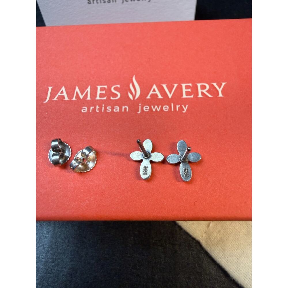 James Avery Retired Beaded Cross Stud Earrings Sterling Silver 925 - Picture 4 of 7